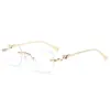 Nuevas Gafas de Sol Metálicas Sin Montura con Decoración Cuadrada de Guepardo, Gafas de Sol Versátiles de Moda para Mujer