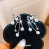 Río de Estrellas Fragmentadas~Aretes de Perlas Estelares Tachonados de Diamantes, Aretes de Estilo Francés Elegante y Dulce, Aretes de Lujo Ligero y de Alta Gama para Mujer
