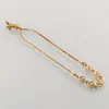 Corrente de Joia Banhada a Ouro, Pingente de Pedra de Cristal Zircônia Cravejado com Diamantes, Pulseira Feminina Acessórios de Joia Personalizados, Pérolas