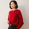 Suéter de Cachemira de Montaña Otoño e Invierno para Mujer Cuello Redondo Versátil de Tres Hilos Engrosado Suéter de Punto Base Estilo Perezoso Holgado Gris