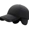 Chapéu de Outono e Inverno para Homens de Meia-idade e Idosos, à Prova de Vento, à Prova de Frio, Chapéu de Vovô, para Ciclismo e Atividades ao Ar Livre, Forrado com Lã, Espessado, Proteção para Orelhas, Chapéu de Algodão Quente