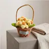 Tricô Transfronteiriço Novo Estilo Cesta de Flores Pequena Planta em Vaso Fio Artesanal Crochê Flor Puff Rosa Exquisita Decoração de Mesa Ornamento