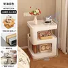 Mesita de Noche Pequeña Simple Moderna Hogar Dormitorio Estante de Almacenamiento de Mesita de Noche con Lámpara Hierro Creativo Mesa Lateral Extraíble