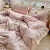 Nuevo modelo 2025 juego de ropa de cama de algodón de cuatro piezas con encaje de algodón, funda de edredón, sábana, juego de ropa de cama de tres piezas para dormitorio