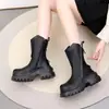Botas de plataforma de cuero suave retro para mujer, nuevo estilo 2026, diseñadas para figuras menudas, con doble cremallera, perfectas para otoño e invierno, y con un diseño de moda inspirado en el estilo británico.
