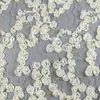 Tela de Malla Bordada con Lentejuelas y Flor de Rosa Tridimensional Estilo Francés para Vestidos y Trajes de Niña
