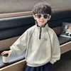Moletom Infantil Estilo Primavera e Outono 2026 Novo Top Casual Cool Infantil Estilo Coreano Meia-Zip Camada Base