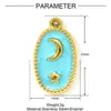 Colar com Pingente DIY Estrelas e Lua Europeias e Americanas com Gotejamento de Óleo para Mulheres Trevo de Quatro Folhas Flor Árvore Pequena Acessórios de Joias em Aço Inoxidável