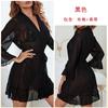 Bata de Noche de Malla de Nuevo Estilo Europeo y Americano Transparente Lencería de Malla Bata de Baño Sexy Cardigan con Volantes Pijama para Mujer 129
