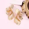Pendientes geométricos arrugados estilo ins europeo y americano, pendientes de lujo ligero de alta gama para mujer, joyería transfronteriza exagerada y única al por mayor