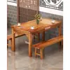 Conjunto de Mesa e Cadeiras para Restaurante em Madeira Maciça, Mesa e Cadeiras para Lanchonete Fast Food, Mesa para Restaurante de Churrasco, Mesa e Cadeiras para Padaria de Café da Manhã Carbonizadas