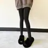 Mallas Negras Transparentes con Acabado Luminoso 'Flower Fairy' para Mujer Otoño/Invierno de Cintura Alta con Control de Abdomen, Forradas de Felpa, Espesadas, Adelgazantes, Mallas de Capa Base