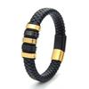 Pulseira masculina de couro trançado quente transfronteiriça, pulseira de couro personalidade Coringa, pulseira com fivela magnética de liga, fabricantes de joias