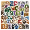 50 Adesivos de Alfabeto Animal, 26 Adesivos Criativos de Alfabeto Inglês para Caderno, Adesivos à Prova d'Água para Aprendizado de Conhecimento Infantil Venda por Atacado