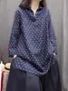 Camisa de Manga Larga Retro de Cuello Semiabierto, Holgada y Versátil, Personalizada, Artística, de Lunares, para Primavera y Otoño 2026