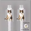 Protetor de Cabo de Dados Acrílico com Padrão de Gato Tricolor - Anti-Quebra para Tipo-C e iPhone