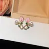 Brincos de Pérola com Gota de Óleo Tulipa Doce de Verão Agulha de Prata Estilo Mori Pequenos Brincos Frescos Luxo Leve Sensação de Alto Padrão Joias para Orelhas para Mulheres