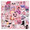 52 Pegatinas Rosas de Halloween, Fantasma Lindo de Dibujos Animados, Cabeza de Calabaza, Pegatinas Personalizadas de Graffiti, Pegatinas Decorativas para Teléfono Móvil