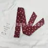 Bufanda Larga Estrecha de Seda con Lunares Negros Bufanda Aislada para Mujer Estilo K Versátil para Combinar Bolso Camisa Cinta Streamer