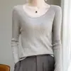 Camiseta básica de punto de lana fina con cuello bajo para mujer, estilo fino de otoño e invierno 2026, corte ajustado, adecuada para ir al trabajo