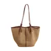 Bolsa Tote de Tecido Francês Feminina 2026 Nova Moda de Verão Nicho Bolsa de Ombro Único Simples Grande Capacidade Bolsa de Praia