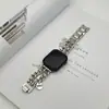 Pulseira de Liga de Alumínio da Moda para iWatch da Apple com Pingente de Corrente de Metal Corrente de Relógio Pulseira Elegante Versátil para Mulheres