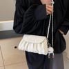 Bolso de mujer de tela francesa Niche, primavera 2025, pequeño bolso cuadrado plisado, bandolera sencilla y combinable.