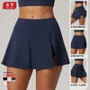 Falda Deportiva de Tenis para Mujer, Falda-Pantalón de Yoga, Línea A Cepillada Transfronteriza Otoño Invierno, Anti-Exposición, Ajustada de Cintura Alta, Levanta Glúteos