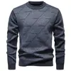Tendencia de Moda Masculina Otoño e Invierno 2025 Nueva Prendas de Punto a Cuadros Gruesas con Forro Polar Casual Cuello Redondo Cálidas