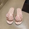 Pantuflas de Satén Estilo Francés para Mujer Verano Hogar Interior Cuatro Estaciones Satén de Gama Alta Primavera y Otoño Suela Suave Silencioso Verano Ropa de Exterior