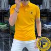 Nuevo polo de manga corta para hombre verano 2024 cómodo algodón perla transpirable ajustado cuello de manga media moda para hombre