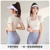 Top de yoga de manga corta para mujer con almohadillas en el pecho incorporadas, tirantes ajustables y soporte lateral para un efecto adelgazante, perfecto para entrenamientos de verano