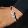 Pulsera de Hip-hop Nuevo Cuadrado con Zirconia en forma de Corazón Moda Europea y Americana Pulsera Elegante de Alta Gama para Mujer Joyería de Lujo Ligero para Combinar con Todo