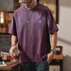 2025 Nueva Camiseta Americana Retro de Manga Corta para Hombre Holgada Talla Grande Marca de Moda Verano Peso Pesado Cuello Redondo Camiseta Moda
