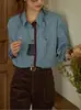 Camisa listrada color-block estilo retrô soligther, coleção nova primavera/outono 2026 feminina, top escovado de manga longa