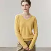 Directo de fábrica, nueva moda de otoño e invierno, camisa básica versátil simple para mujer con cuello en V 100% cachemir, suéter suelto para mujer