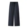 Pantalones Finos de Verano para Mujer Ropa de Mujer Transfronteriza Europea y Americana Venta al por Mayor Color Sólido Cordón Cintura Elástica Rectos Casuales Largos para Mujer