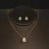 Collar, Pendientes y Cadena para Clavícula de Lujo Ligero de Alta Gama con Forma de Gota de Agua y Completamente Incrustados