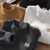 Camisetas de Manga Larga para Niños y Niñas, Nuevas Camisetas de Cuello Alto Corto de Primavera y Otoño para Niños, Elegantes Camisetas Básicas de Terciopelo Alemán para Principios de Otoño para Niños Pequeños