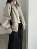 Chaqueta de Piel Sintética Vintage Luxi con Cuello de Solapa y Botones para Mujer, Nueva para Otoño 2026, Versátil, Ceñida a la Cintura, Chaqueta de Motociclista Casual 99047