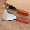 Espátula de Acero Inoxidable con Mango de Madera de Tres Caras de Venta Caliente Transfronteriza, Espátula Inclinada para Cocinar, Espátula para Teppanyaki, Espátula para Freír, Espátula para Bistec, Espátula para Pizza