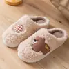 Chinelos de Algodão Desenho Animado Feminino Inverno Fofos Sola Grossa Para Casa Interior Uso Externo Meio Cobertos Fluffy Chinelos de Algodão Casal Masculino Inverno