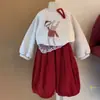 Sudadera Elegante de Manga Larga para Niñas Conjunto Primavera y Otoño Estilo Coreano 2026 Nuevo Dibujos Animados Conjunto Versátil de Dos Piezas
