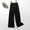 Calça Wide Leg Plissada Feminina Verão Nova Estudante Coreana Solta Casual Calça Reta Cintura Alta
