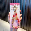 Gato da Sorte Cordão de Celular com Contas de Cristal Chaveiro Atmosfera de Ano Novo Pingente de Bolsa Alça para Capa de Celular de Meninas