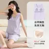 Pijama de algodón puro para pareja, conjunto de camiseta sin mangas de verano para mujer y shorts para hombre, estilo casual, transpirable y adecuado para usar en exteriores