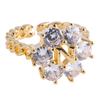 Anillo de mariposa con gema de color hada, chapado en oro blanco de 18 quilates, circonita cuadrada de 2 quilates, lleno de diamantes, anillo dulce ajustable