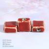 Cuentas de cerámica esmaltadas con forma de flor cuadrada plana, accesorios para pulseras de joyería, cuentas sueltas de colores, venta al por mayor