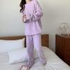 Estilo Outono e Inverno Cidade do Crescente Urso Pêssego Conjunto de Calças Quentes Pijama de Lã de Coral Roupa de Casa Feminina com Lã Adicionada em Estilo Jovem