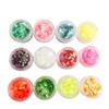 12 Cores Nail Art Concha de Vidro Papel Glitter Lantejoulas Nail Art Pedaços de Papel Doce Material para Slime DIY